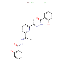 Chemical structure of nickel(2+) 2-hydroxy-N'-[(1E)-1-{6-[(1E)-1-{[(2-hydroxyphenyl)formamido]imino}ethyl]pyridin-2-yl}ethylidene]benzohydrazide dichloride - CSSB14948179263
