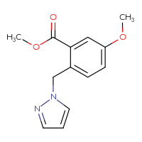 Chemical structure of methyl 5-methoxy-2-[(1H-pyrazol-1-yl)methyl]benzoate - CSSB14967936160