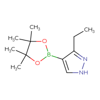 Chemical structure of 3-ethyl-4-(4,4,5,5-tetramethyl-1,3,2-dioxaborolan-2-yl)-1H-pyrazole - CSSB00161000460