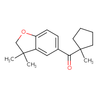 Chemical structure of 3,3-dimethyl-5-(1-methylcyclopentanecarbonyl)-2,3-dihydro-1-benzofuran - CSSB00004836141