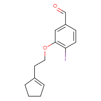 Chemical structure of 3-[2-(cyclopent-1-en-1-yl)ethoxy]-4-iodobenzaldehyde - CSSB20837702151