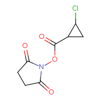 Chemical structure of 2,5-dioxopyrrolidin-1-yl 2-chlorocyclopropane-1-carboxylate - CSSB02130228531