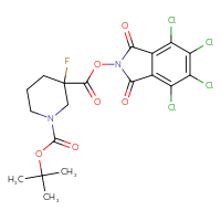 Chemical structure of 1-tert-butyl 3-(4,5,6,7-tetrachloro-1,3-dioxo-2,3-dihydro-1H-isoindol-2-yl) 3-fluoropiperidine-1,3-dicarboxylate - CSSB20271340134