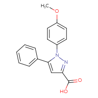 Chemical structure of 1-(4-methoxyphenyl)-5-phenyl-1H-pyrazole-3-carboxylic acid - CSSB00015184139