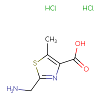 Chemical structure of 2-(aminomethyl)-5-methyl-1,3-thiazole-4-carboxylic acid dihydrochloride - CSSB00102663129