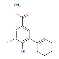 Chemical structure of methyl 4-amino-3-(cyclohex-1-en-1-yl)-5-fluorobenzoate - CSSB06587157892