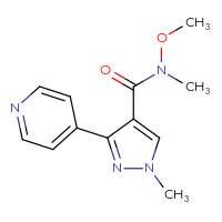 Chemical structure of N-methoxy-N,1-dimethyl-3-(pyridin-4-yl)-1H-pyrazole-4-carboxamide - CSSB02000463942