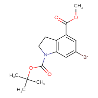 Chemical structure of 1-tert-butyl 4-methyl 6-bromo-2,3-dihydro-1H-indole-1,4-dicarboxylate - CSSB03496570544