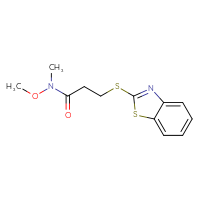 Chemical structure of 3-(1,3-benzothiazol-2-ylsulfanyl)-N-methoxy-N-methylpropanamide - CSSB02006905933
