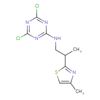 Chemical structure of 4,6-dichloro-N-[2-(4-methyl-1,3-thiazol-2-yl)propyl]-1,3,5-triazin-2-amine - CSSB21332154640