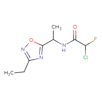 Chemical structure of 2-chloro-N-[1-(3-ethyl-1,2,4-oxadiazol-5-yl)ethyl]-2-fluoroacetamide - CSSB21332170180