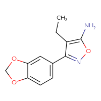 Chemical structure of 3-(2H-1,3-benzodioxol-5-yl)-4-ethyl-1,2-oxazol-5-amine - CSSB00000470649