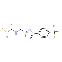Chemical structure of 2-chloro-2-fluoro-N-({4-[4-(trifluoromethyl)phenyl]-1,3-thiazol-2-yl}methyl)acetamide - CSSB21332119842