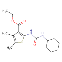Chemical structure of ethyl 2-[(cyclohexylcarbamoyl)amino]-4,5-dimethylthiophene-3-carboxylate - CSSB00121616658
