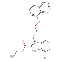 Chemical structure of ethyl 7-bromo-3-[3-(naphthalen-1-yloxy)propyl]-1H-indole-2-carboxylate - CSSB00025707400