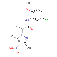 Chemical structure of N-(5-chloro-2-methoxyphenyl)-2-(3,5-dimethyl-4-nitro-1H-pyrazol-1-yl)propanamide - CSSB00046097346