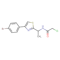 Chemical structure of N-{1-[4-(4-bromophenyl)-1,3-thiazol-2-yl]ethyl}-2-chloroacetamide - CSSB02022220486
