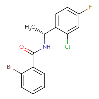 Chemical structure of 2-bromo-N-[(1R)-1-(2-chloro-4-fluorophenyl)ethyl]benzamide - CSSB02043509356
