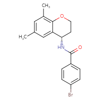 Chemical structure of 4-bromo-N-[(4S)-6,8-dimethyl-3,4-dihydro-2H-1-benzopyran-4-yl]benzamide - CSSB01140856171