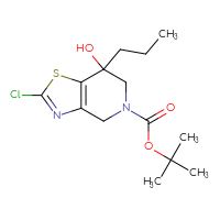Chemical structure of tert-butyl 2-chloro-7-hydroxy-7-propyl-4H,5H,6H,7H-[1,3]thiazolo[4,5-c]pyridine-5-carboxylate - CSSB21246290883