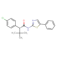 Chemical structure of (2R)-2-(4-chlorophenyl)-3,3-dimethyl-N-(5-phenyl-1,3-thiazol-2-yl)butanamide - CSSB20961764607