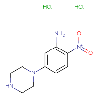 Chemical structure of 2-nitro-5-(piperazin-1-yl)aniline dihydrochloride - CSSB20621793436