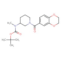 Chemical structure of tert-butyl N-[1-(2,3-dihydro-1,4-benzodioxine-6-carbonyl)piperidin-3-yl]-N-methylcarbamate - CSSB00106269027