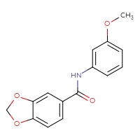 Chemical structure of N-(3-methoxyphenyl)-2H-1,3-benzodioxole-5-carboxamide - CSSB00026305878