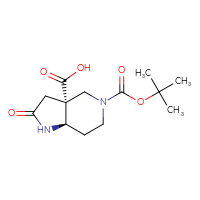 Chemical structure of (3aR,7aR)-5-[(tert-butoxy)carbonyl]-2-oxo-octahydro-1H-pyrrolo[3,2-c]pyridine-3a-carboxylic acid - CSSB20621800213