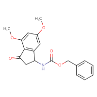 Chemical structure of benzyl N-(4,6-dimethoxy-3-oxo-2,3-dihydro-1H-inden-1-yl)carbamate - CSSB03496568959