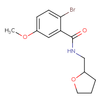 Chemical structure of 2-bromo-5-methoxy-N-[(oxolan-2-yl)methyl]benzamide - CSSB00026302581