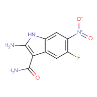 Chemical structure of 2-amino-5-fluoro-6-nitro-1H-indole-3-carboxamide - CSSB00000735649