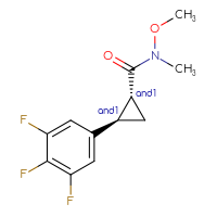 Chemical structure of rac-(1R,2R)-N-methoxy-N-methyl-2-(3,4,5-trifluorophenyl)cyclopropane-1-carboxamide - CSSB21291564086