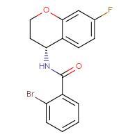 Chemical structure of 2-bromo-N-[(4R)-7-fluoro-3,4-dihydro-2H-1-benzopyran-4-yl]benzamide - CSSB07167697354