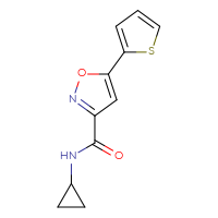 Chemical structure of N-cyclopropyl-5-(thiophen-2-yl)-1,2-oxazole-3-carboxamide - CSSB00000284513