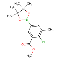 Chemical structure of methyl 2-chloro-3-methyl-5-(4,4,5,5-tetramethyl-1,3,2-dioxaborolan-2-yl)benzoate - CSSB00010077848