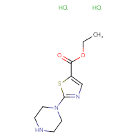 Chemical structure of ethyl 2-(piperazin-1-yl)-1,3-thiazole-5-carboxylate dihydrochloride - CSSB00160572612
