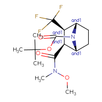 Chemical structure of rac-tert-butyl (1R,2S,3R,4S)-2-[methoxy(methyl)carbamoyl]-3-(trifluoromethyl)-7-azabicyclo[2.2.1]heptane-7-carboxylate - CSSB21291564115