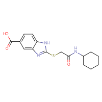 Chemical structure of 2-{[(cyclohexylcarbamoyl)methyl]sulfanyl}-1H-1,3-benzodiazole-5-carboxylic acid - CSSB00160849794