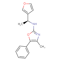 Chemical structure of N-[(1S)-1-(furan-3-yl)ethyl]-4-methyl-5-phenyl-1,3-oxazol-2-amine - CSSB21495844141