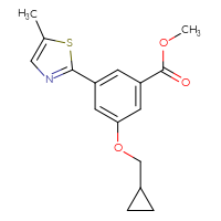 Chemical structure of methyl 3-(cyclopropylmethoxy)-5-(5-methyl-1,3-thiazol-2-yl)benzoate - CSSB21253046174