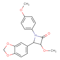 Chemical structure of 4-(2H-1,3-benzodioxol-5-yl)-3-methoxy-1-(4-methoxyphenyl)azetidin-2-one - CSSB00138436019