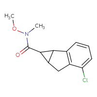 Chemical structure of 5-chloro-N-methoxy-N-methyl-1H,1aH,6H,6aH-cyclopropa[a]indene-1-carboxamide - CSSB01997951570