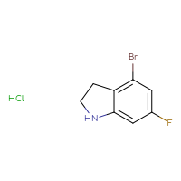 Chemical structure of 4-bromo-6-fluoro-2,3-dihydro-1H-indole hydrochloride - CSSB06835372657