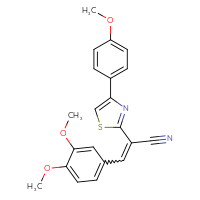 Chemical structure of 3-(3,4-dimethoxyphenyl)-2-[4-(4-methoxyphenyl)-1,3-thiazol-2-yl]prop-2-enenitrile - CSSB00046251873