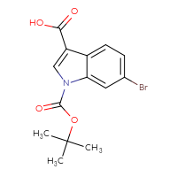 Chemical structure of 6-bromo-1-[(tert-butoxy)carbonyl]-1H-indole-3-carboxylic acid - CSSB00010175859