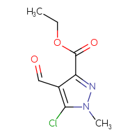 Chemical structure of ethyl 5-chloro-4-formyl-1-methyl-1H-pyrazole-3-carboxylate - CSSB00010232030