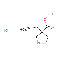 Chemical structure of methyl 3-(prop-2-yn-1-yl)pyrrolidine-3-carboxylate hydrochloride - CSSB00103148284