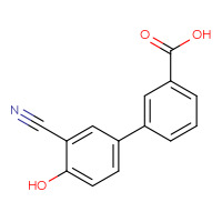 Chemical structure of 3'-cyano-4'-hydroxy-[1,1'-biphenyl]-3-carboxylic acid - CSSB00150705276