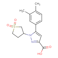 Chemical structure of 5-(3,4-dimethylphenyl)-1-(1,1-dioxo-1λ⁶-thiolan-3-yl)-1H-pyrazole-3-carboxylic acid - CSSB00160821423